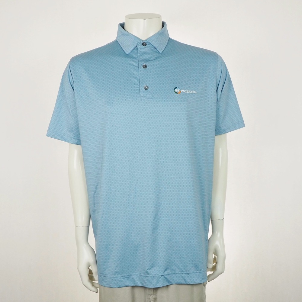 FootJoy Golf Polo Shirt Mens Large Blue Geometric Pacer ETFs Performance Blend